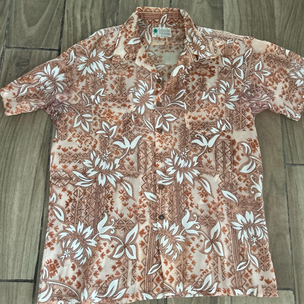 Waikiki Holiday Mens Hawaiian Aloha Vintage 70's Short Sleeve Shirt Large